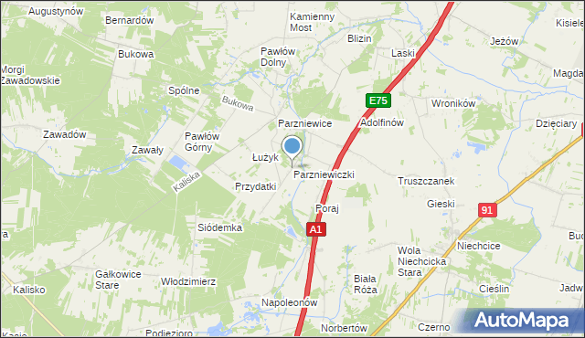 mapa Parzniewiczki, Parzniewiczki na mapie Targeo